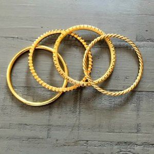 Set of 4 Gold-tone Bangle Bracelets